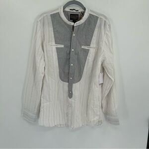 Third and Army Deadstock Collared White Striped Grey Shirt NWT Medium